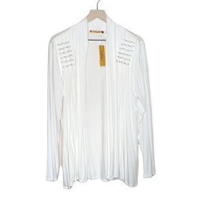*SOLD* NWT Belldini White Tunic Length Open Cardigan Lightweight Size XL